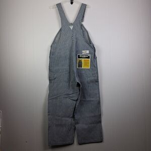 Vtg NWT OshKosh B’GOSH Vest-bak Train Overalls Bib Blue Striped Mens 44x29 USA